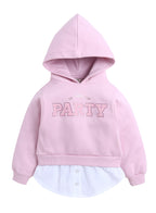 Girls Party Layered Fleece Hoodie “ Pink