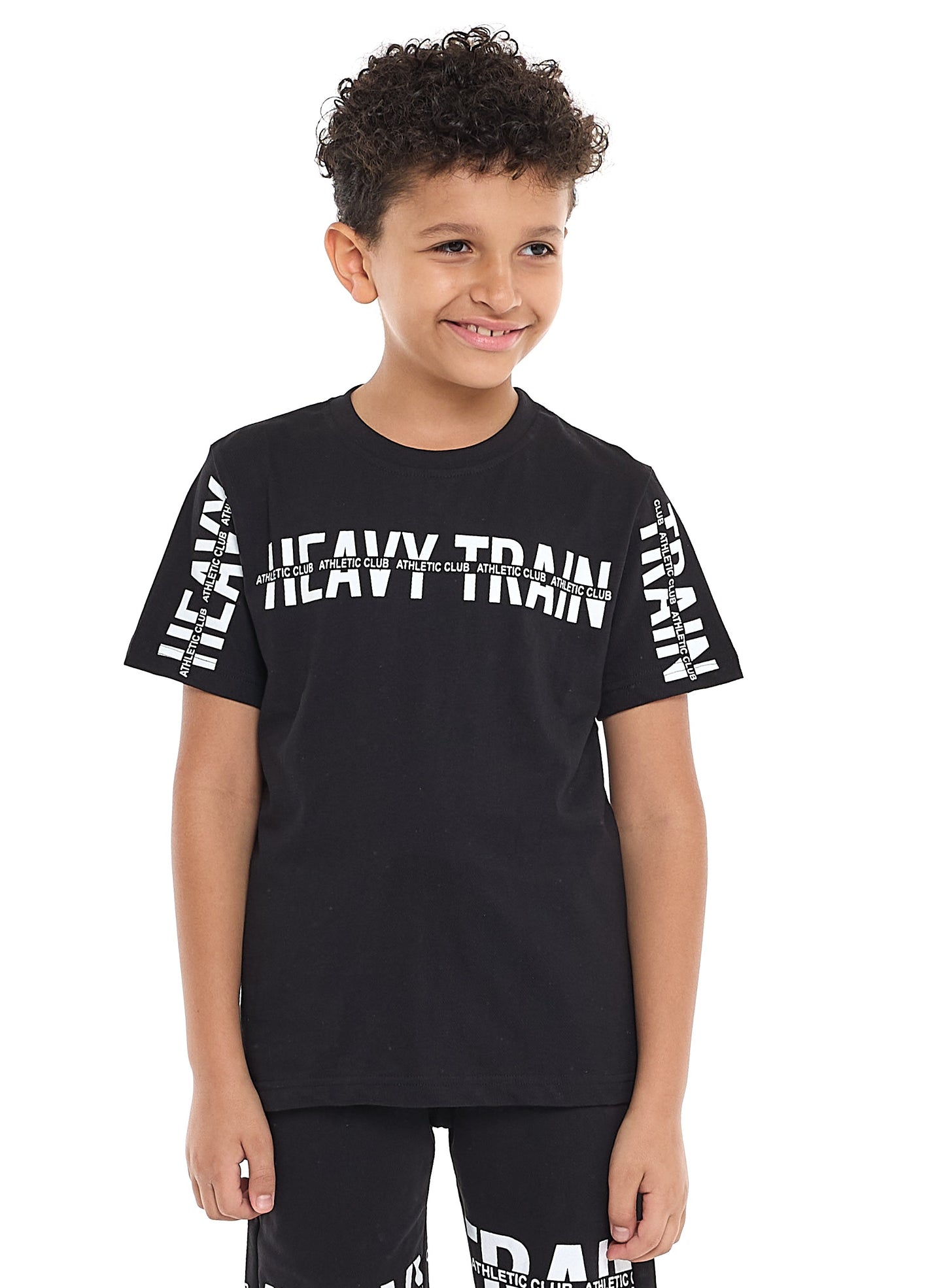 Victor and Jane Sr Boys' Slogan Print Set - Black