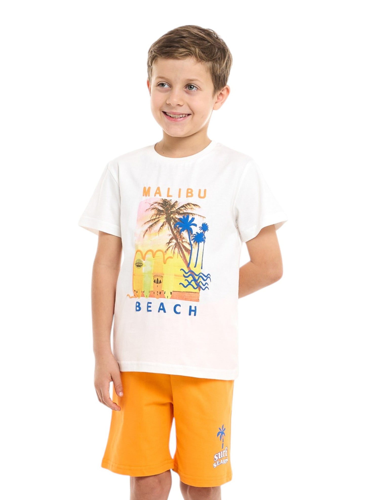 Victor and Jane Classic Royal Blue Cotton T-Shirt & Pull-On Shorts Set