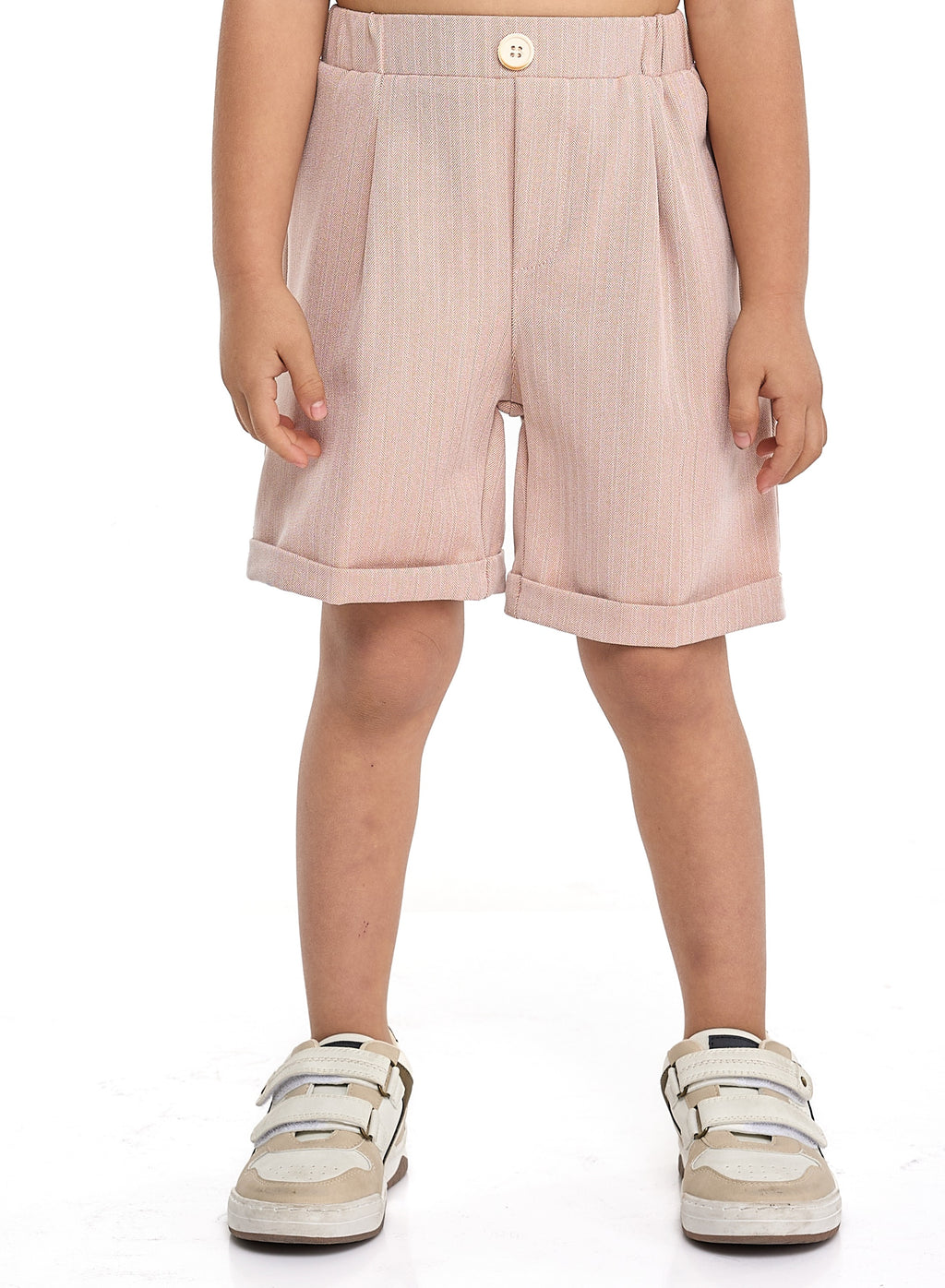 Salmon Color Waistcoat And Short Set With Shirt And Bow Tie