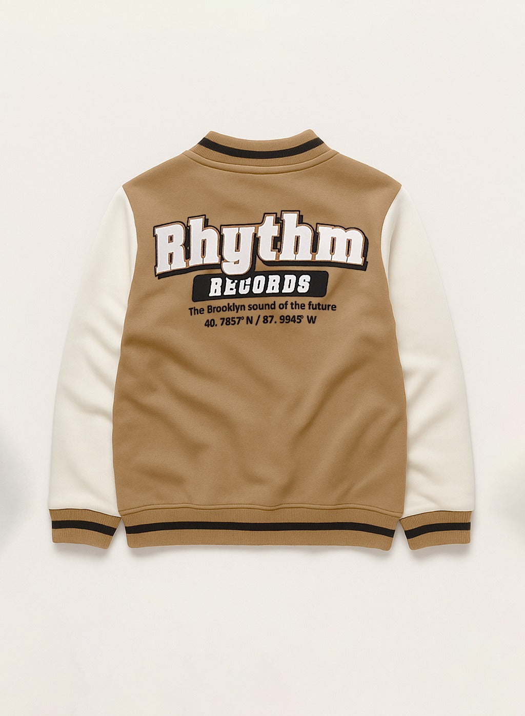 Victor And Jane Cotton Rhythm Printed Full Sleeves Varsity Jacket & Joggers Co-Ord Set - Brown