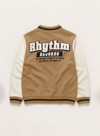 Victor And Jane Cotton Rhythm Printed Full Sleeves Varsity Jacket & Joggers Co-Ord Set - Brown