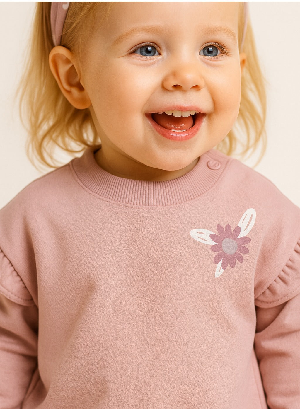 Dirkje Floral Printed Full Sleeves Top With Pant And Headband Set - Pink