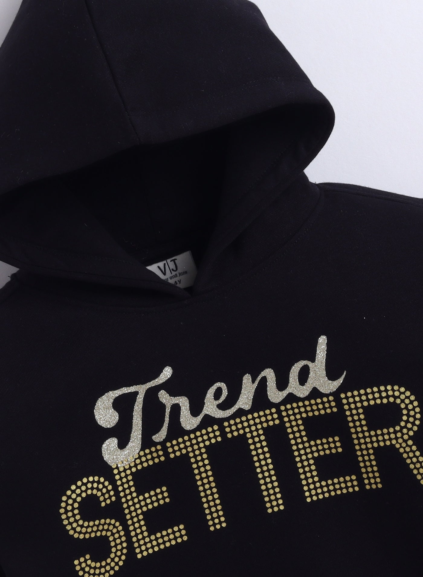 Girls “Girl Wonder” Fleece Hoodie – Black