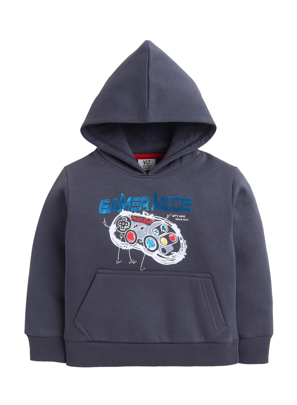 Boys' Dark Grey "Gamer Mode" Printed Hoodie Sweatshirt