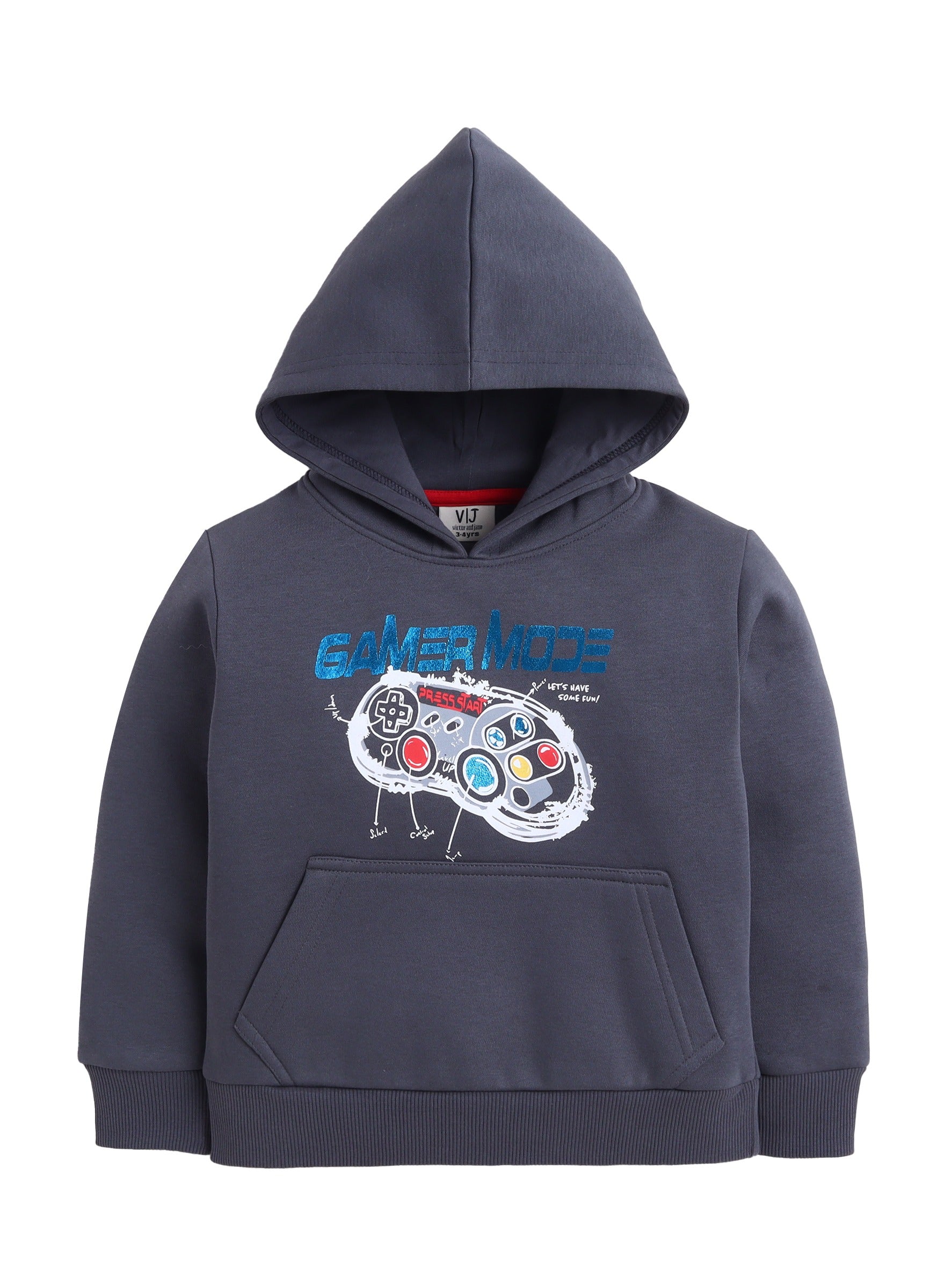 Boys' Dark Grey "Gamer Mode" Printed Hoodie Sweatshirt