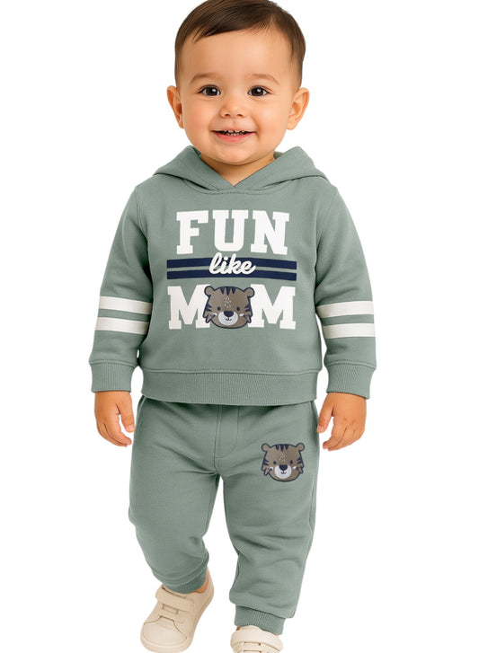 Baby Boys’ 2-Piece Set – “Fun Like Mom” Hoodie & Joggers Set