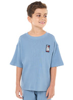 Oversized - Boys' Jacquard 2-Piece Set - T-Shirt With Badge Detail And Matching Shorts With Pockets