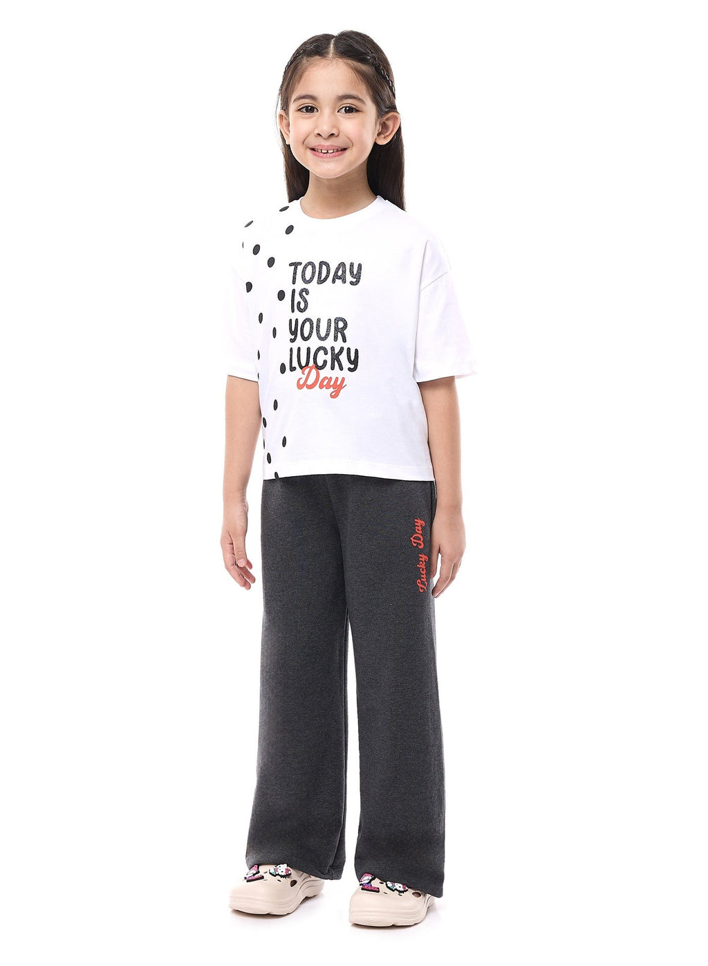 Victor And Jane Girls 2 Pc Set - Embellished Top With Matching Straight Pants