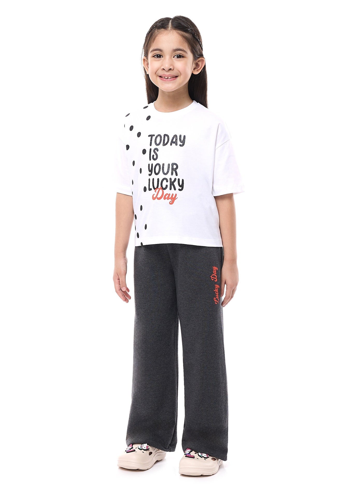 Victor And Jane Girls 2 Pc Set - Embellished Top With Matching Straight Pants