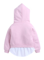 Girls Party Layered Fleece Hoodie “ Pink
