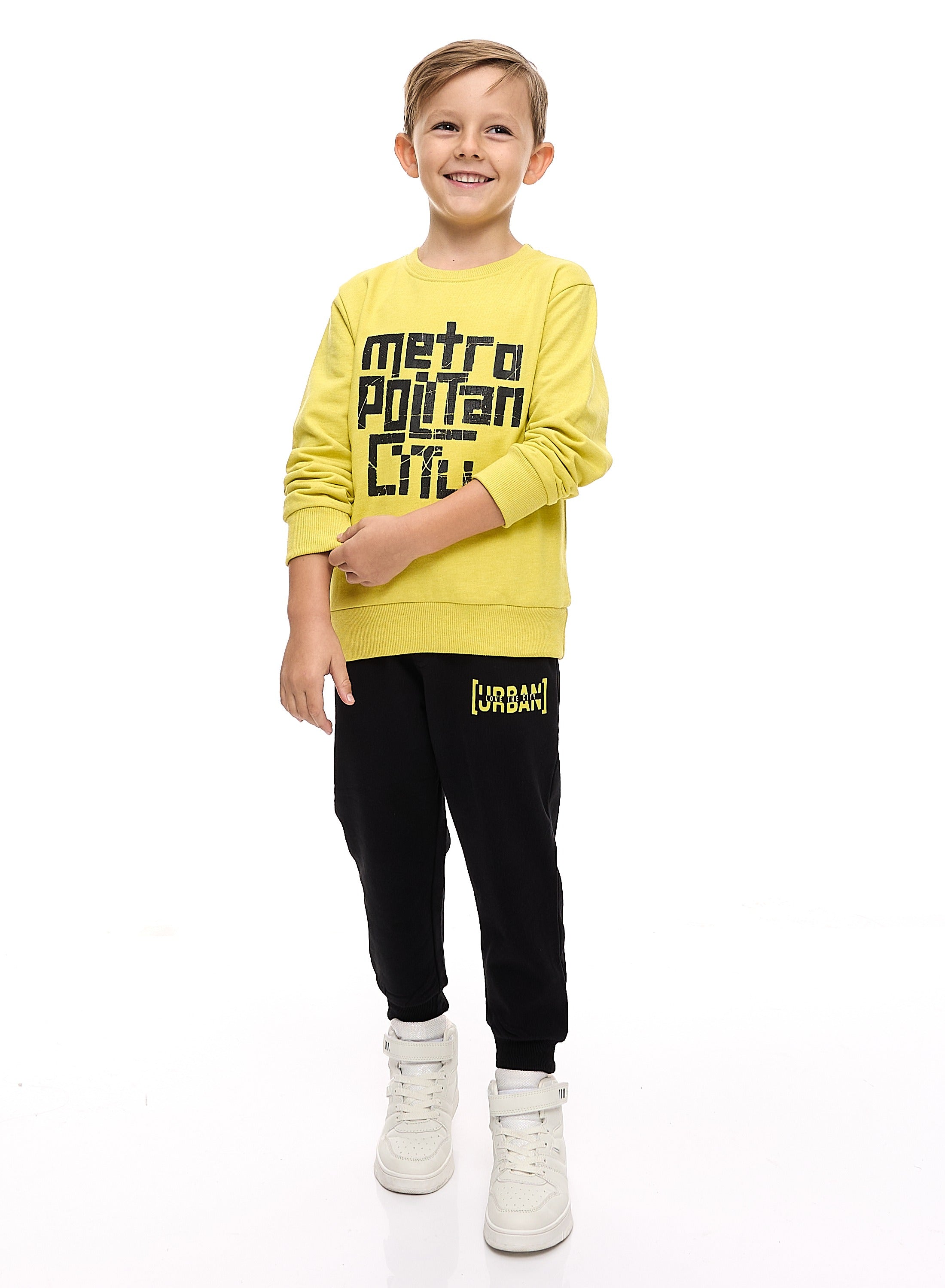 Boys' 2-Piece Sets Sweatshirt And Jogger Set Neon Green-Black