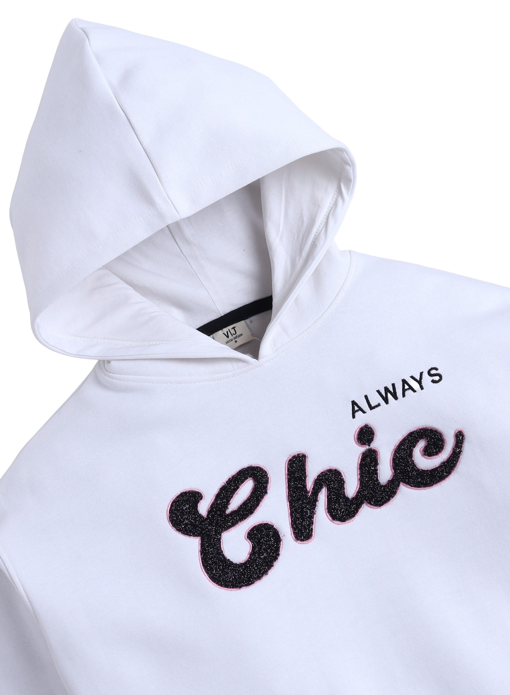 Œalways Chic” Hoodie For Girls “ Off-White | 100% Cotton Fleece |