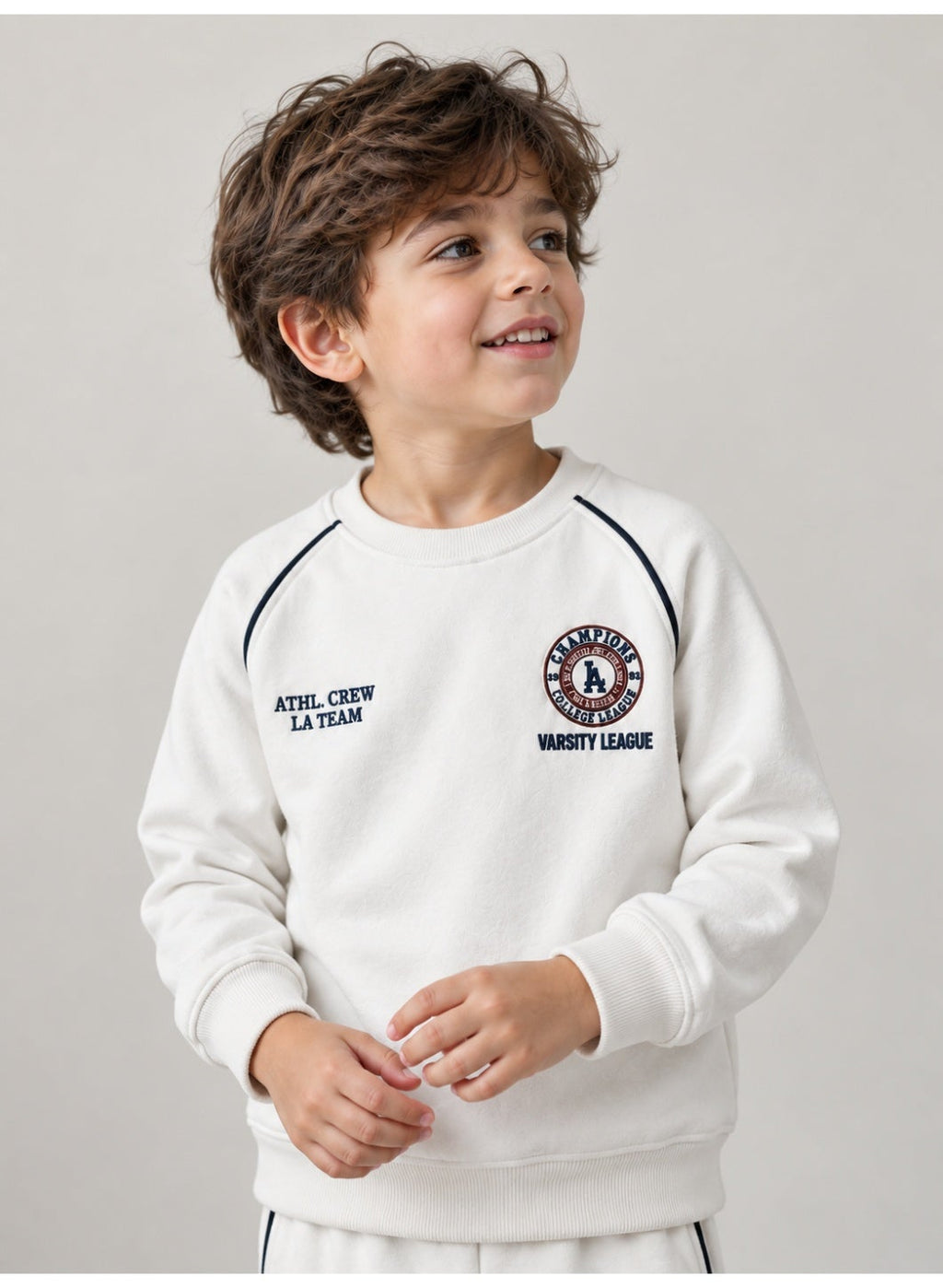 Boys’ Sweatshirt and Jogger Set with Chest Badge Detail