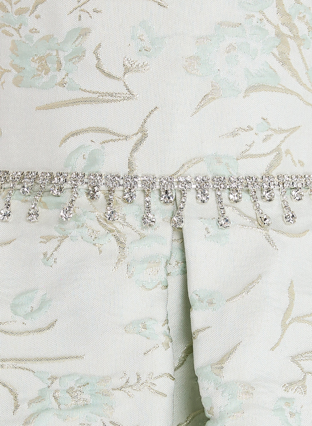 Mint Green/Gold Jacquard High Low Tail Dress With Tulle Mesh