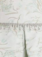 Mint Green/Gold Jacquard High Low Tail Dress With Tulle Mesh