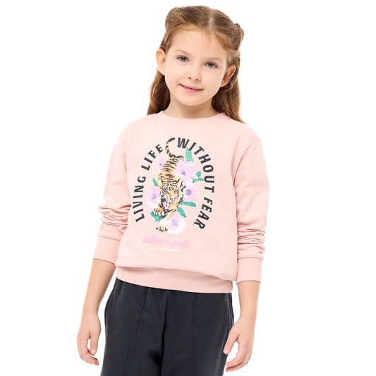 GRAPHIC AND GLITTER PRINTED SWEATSHIRT