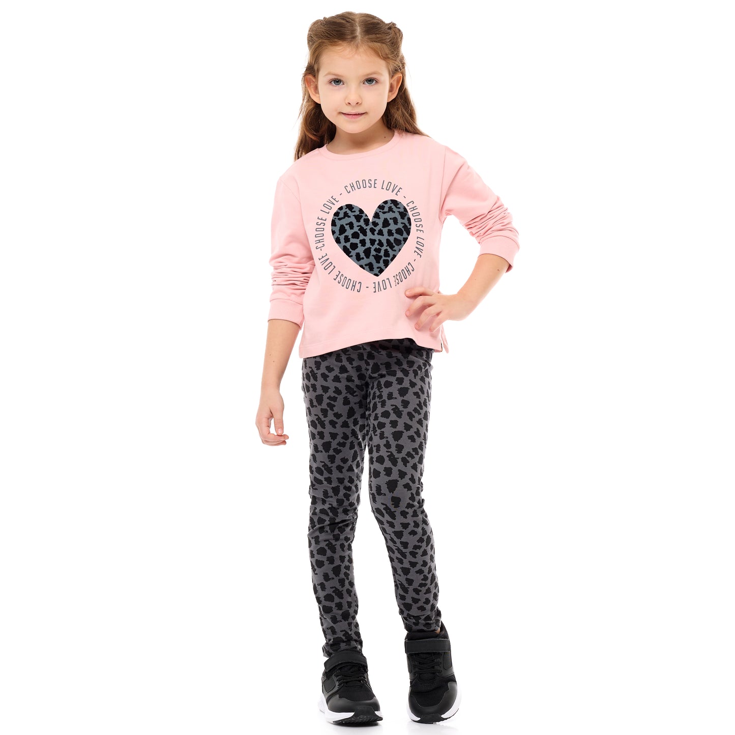 HEART PRINTED TOP WITH MATCHING LEGGINGS