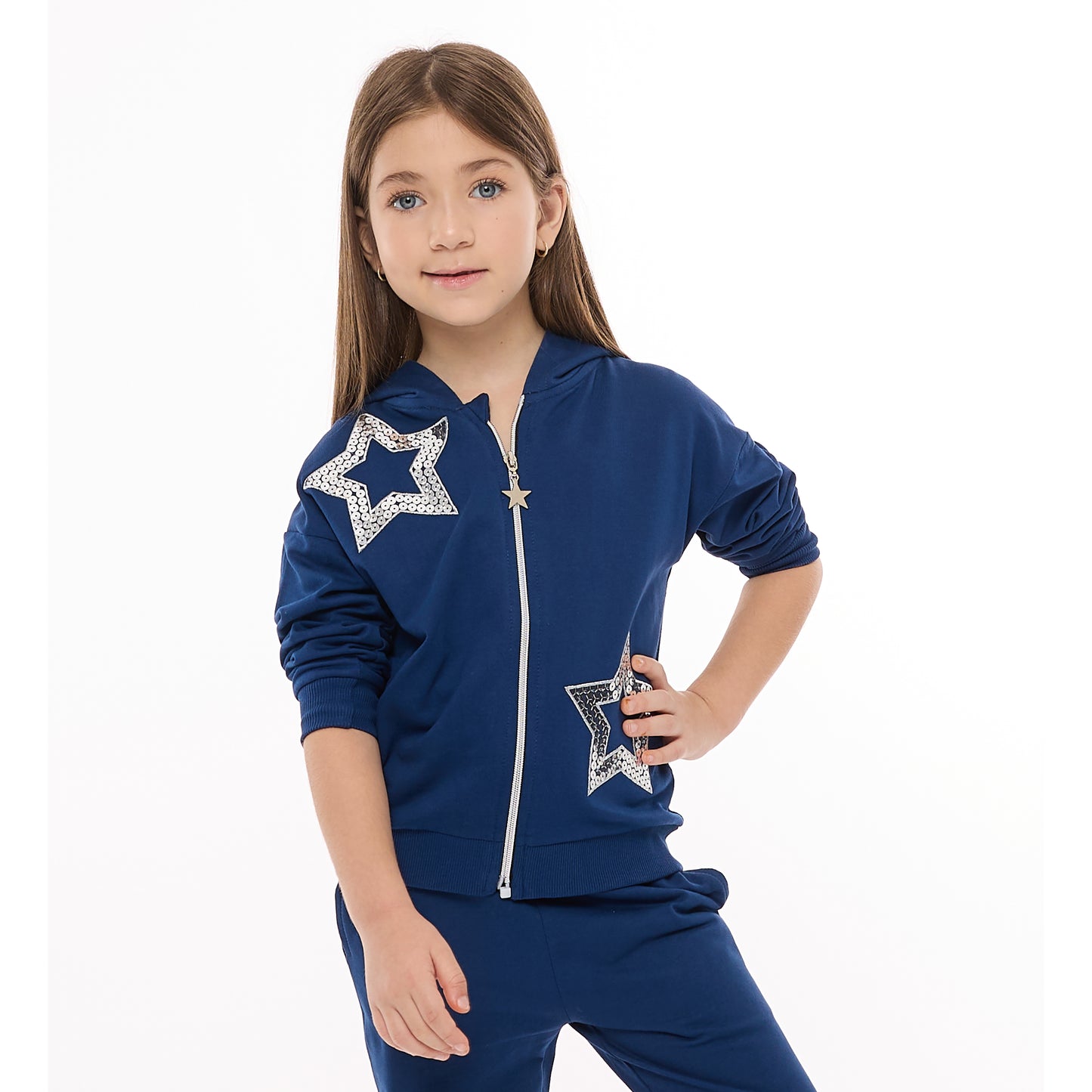 STAR EMBROIDERED SEQUINS HOODIE WITH MATCHING JOGGERS