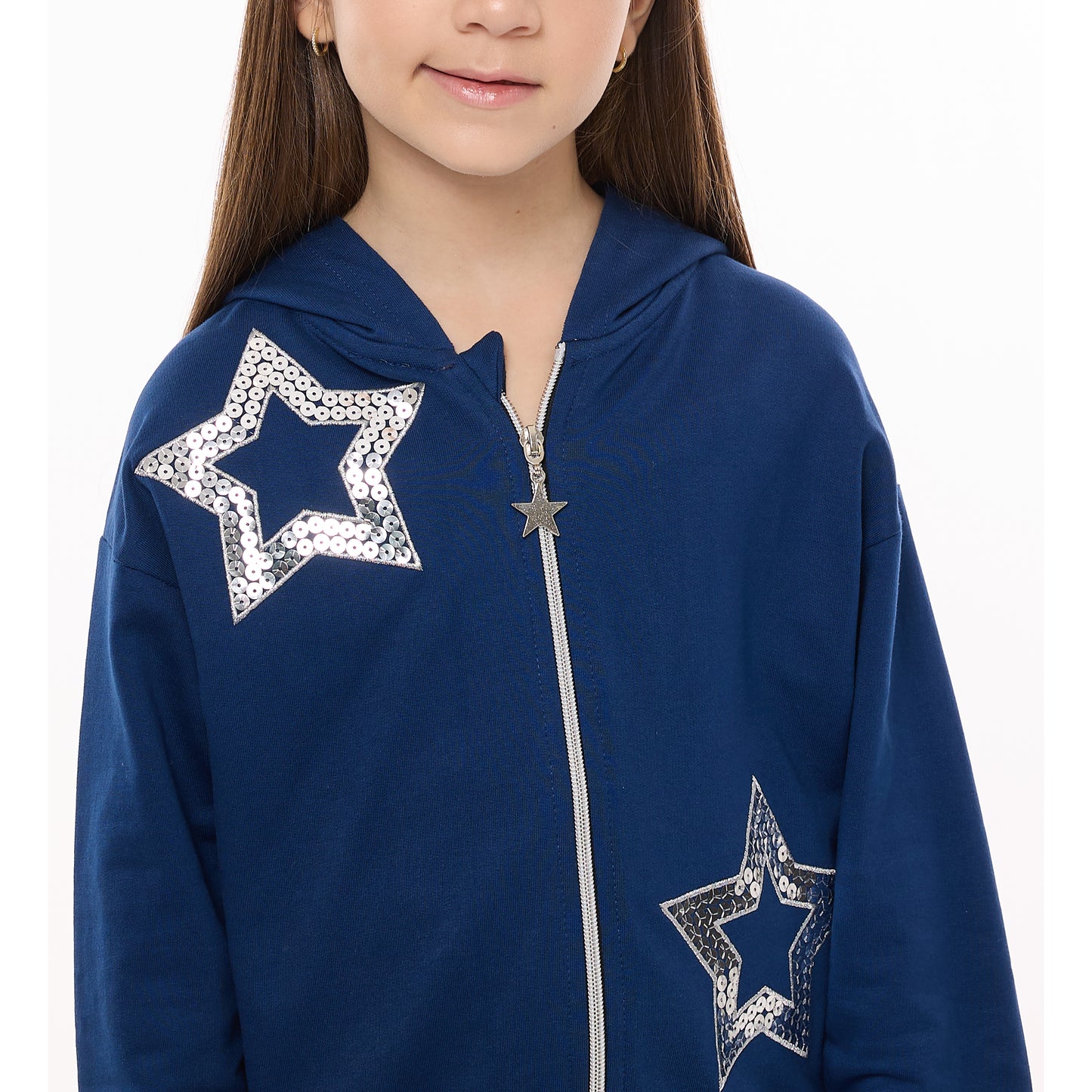 STAR EMBROIDERED SEQUINS HOODIE WITH MATCHING JOGGERS