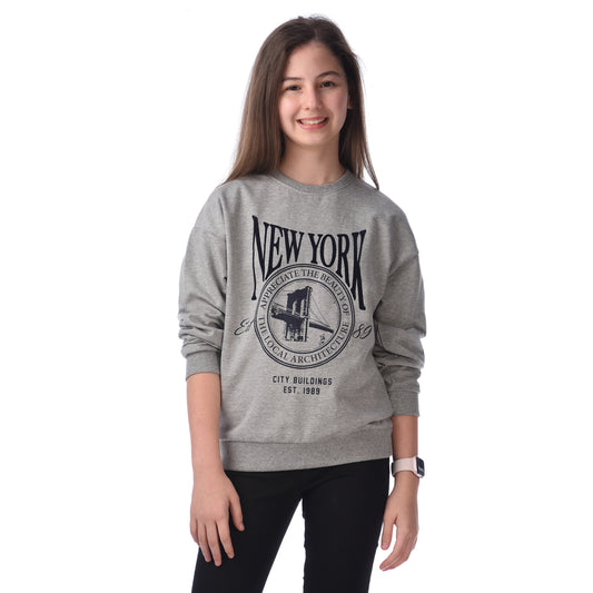 FLOCK PRINTED COMFY FIT SWEATSHIRT