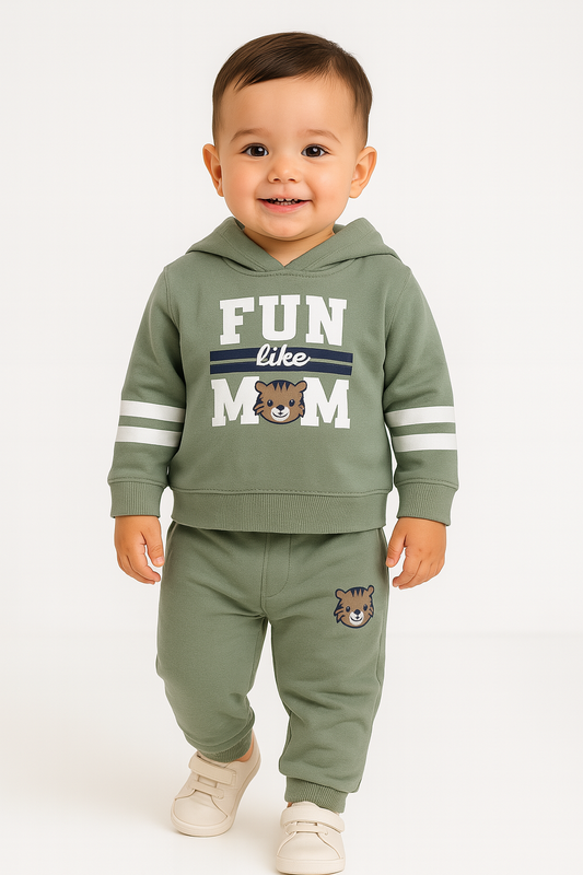 Baby Boys’ 2-Piece Set – “Fun Like Mom” Hoodie & Joggers Set