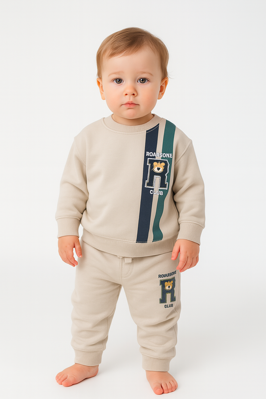 Baby Boys’ 2-Piece Fleece Set – “Roarsome Club” Sweatshirt & Joggers Set