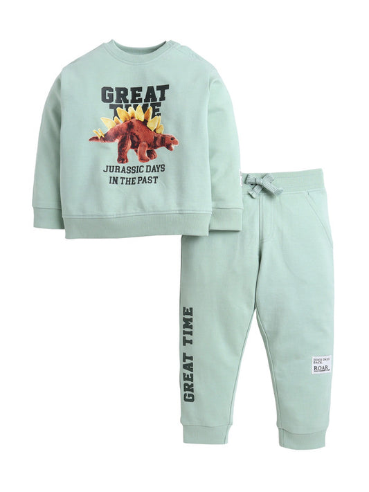 Baby Boys’ 2-Piece Set – “Jurassic Days” Dinosaur Sweatshirt & Joggers Set