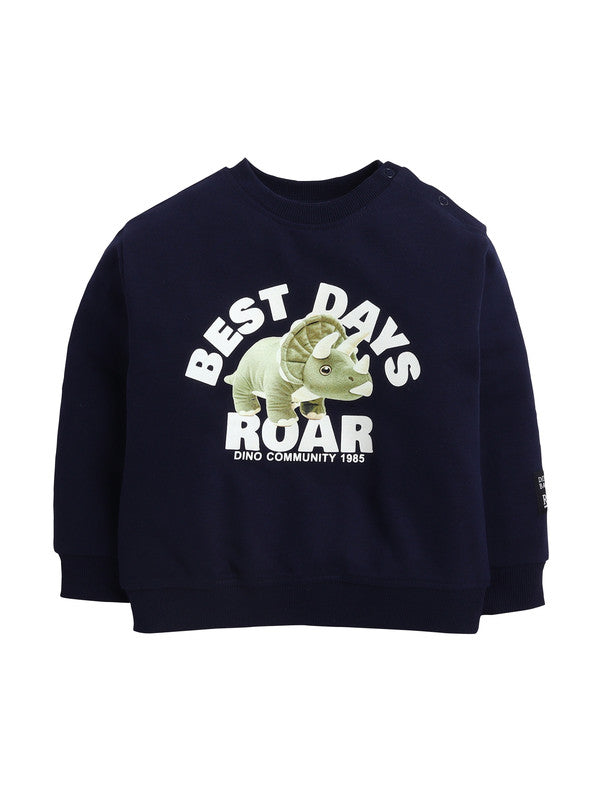 Infant Boys “Best Days Roar” Fleece Tracksuit – Navy 2-Piece Set