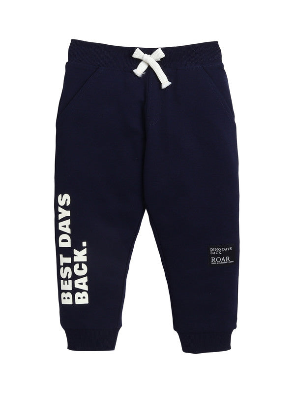 Infant Boys “Best Days Roar” Fleece Tracksuit – Navy 2-Piece Set