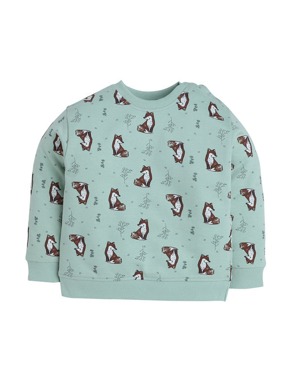 Infant Boys Fox Print Fleece Tracksuit – Sage 2-Piece Set