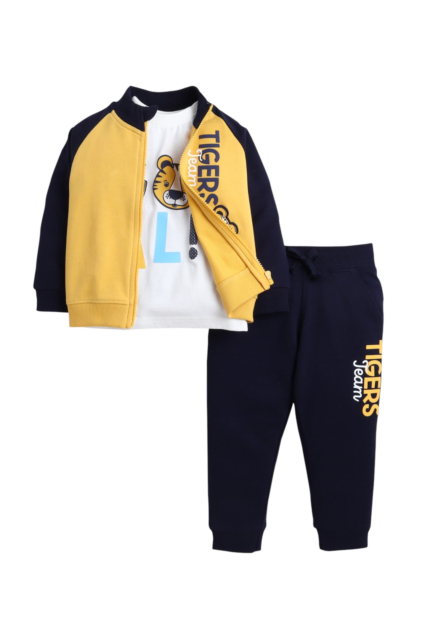 Infant Boys Tigers Team 3-Piece CVC Fleece Set – Navy & Mustard