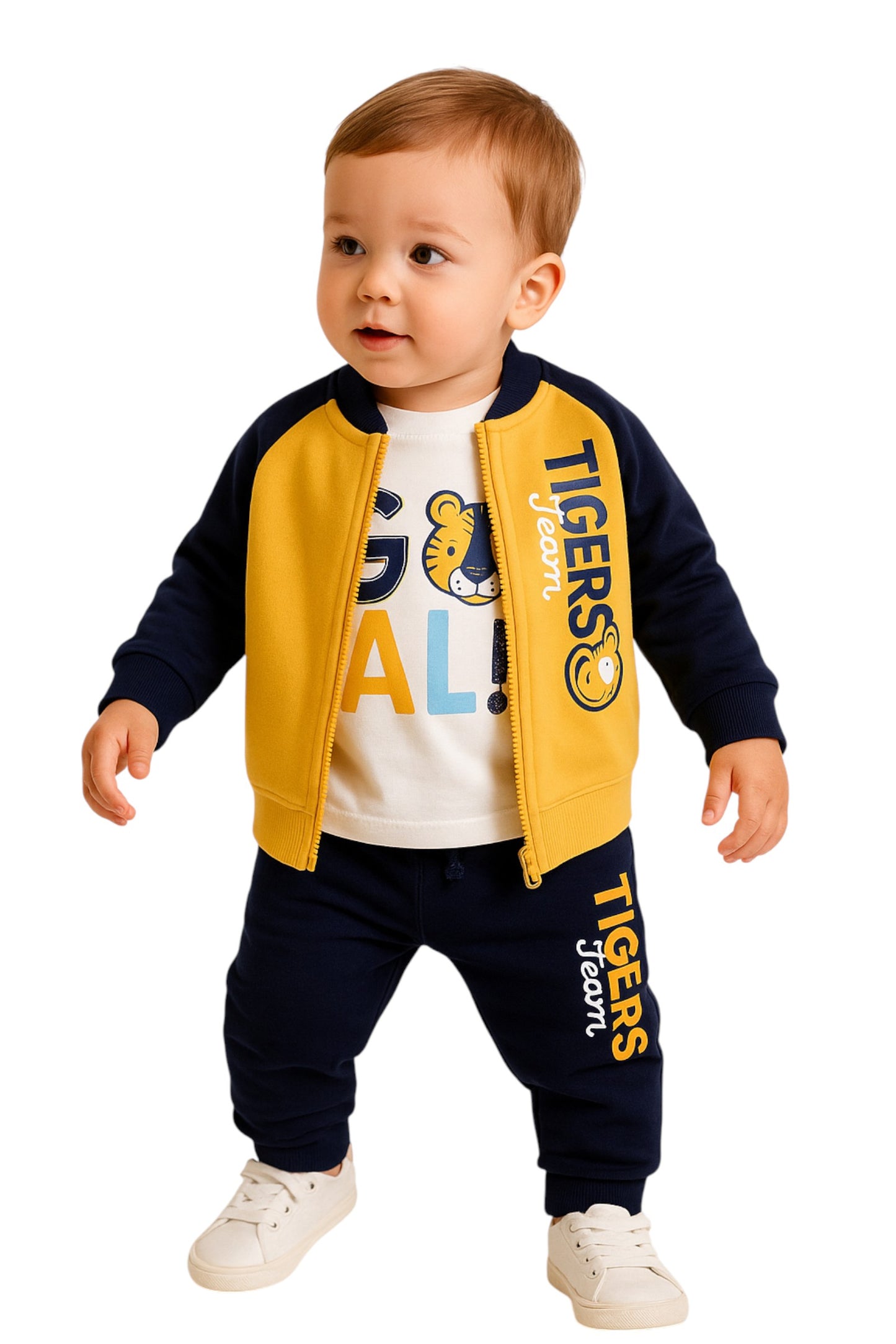 Infant Boys Tigers Team 3-Piece CVC Fleece Set – Navy & Mustard