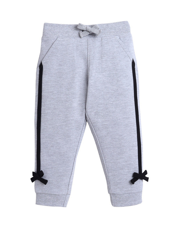 Baby Girl Swan Embroidered Fleece Tracksuit – Grey 2-Piece Set