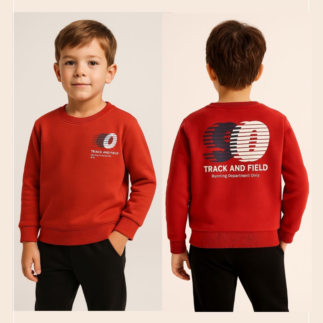 Boys' Red "Track & Field" Graphic Sweatshirt