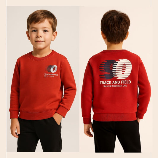 Boys' Red "Track & Field" Graphic Sweatshirt