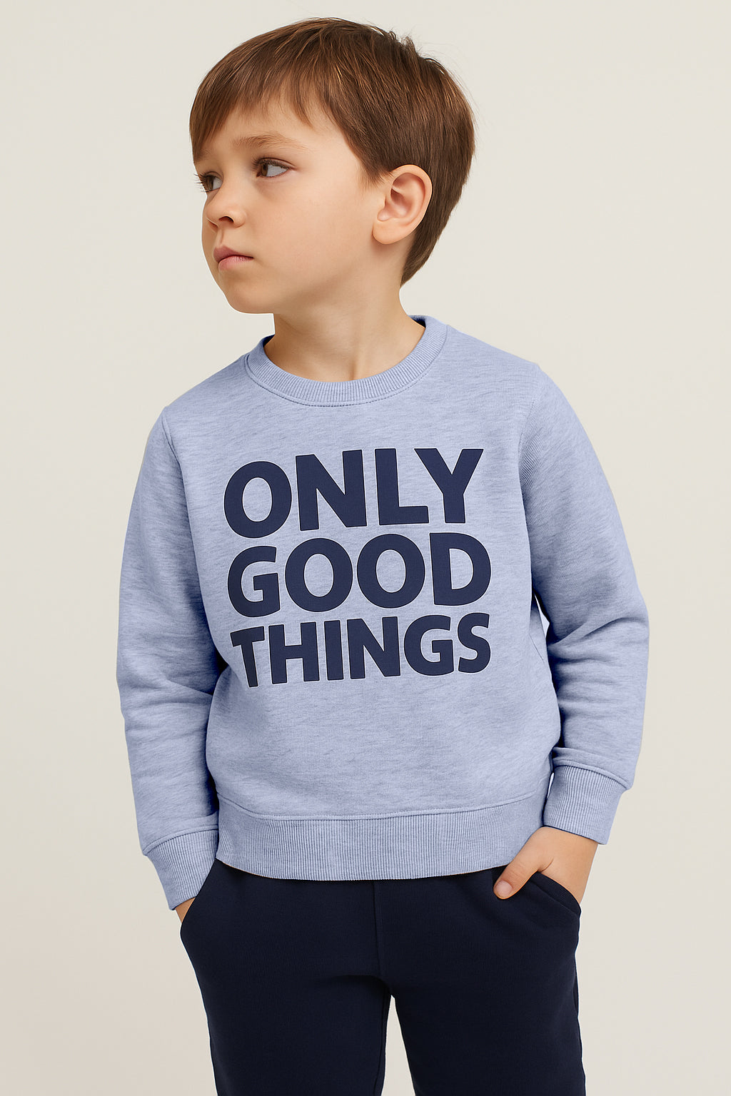 Boys' Light Grey "Only Good Things" Graphic Sweatshirt