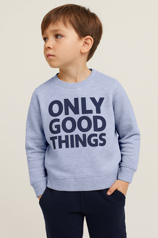 Boys' Light Grey "Only Good Things" Graphic Sweatshirt
