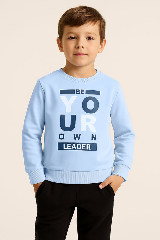 Boys' Blue "Be Your Own Leader" Slogan Sweatshirt