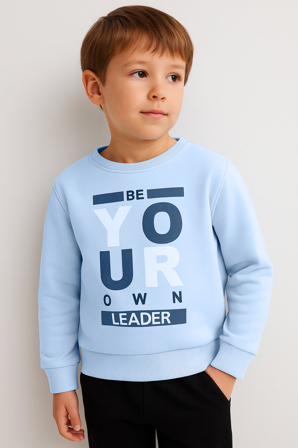 Boys' Blue "Be Your Own Leader" Slogan Sweatshirt