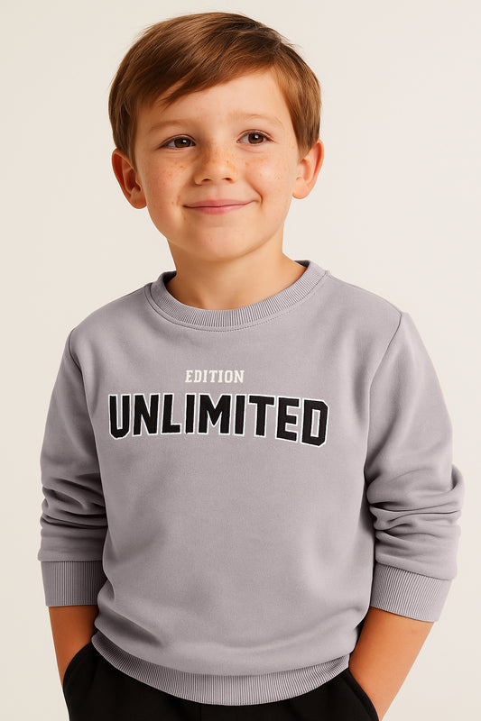 Boys' Beige "UNLIMITED Edition" Graphic Sweatshirt