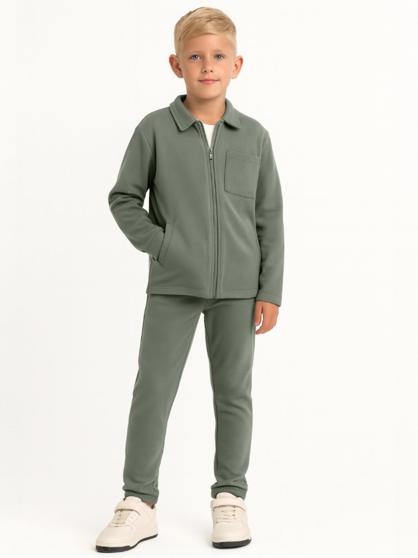 Boys’ Utility Jacket & Jogger Set – Lt Olive