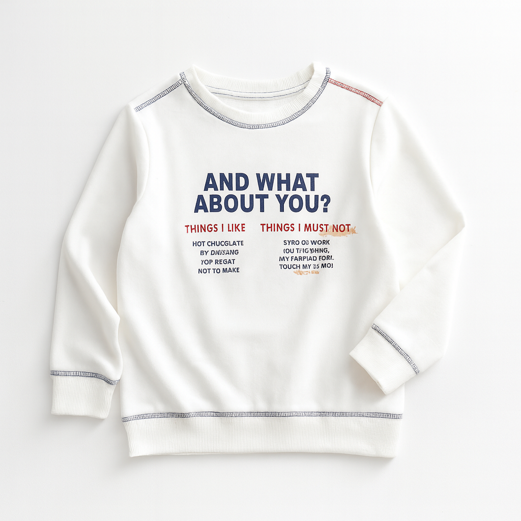 Boys Warm Cotton Fleece Set - White Long Sleeve Top & Navy Joggers