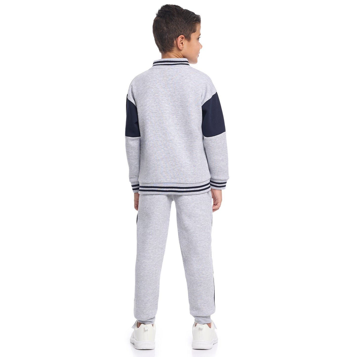 Boys LA Patch Zip-Neck Fleece Tracksuit - Light Grey