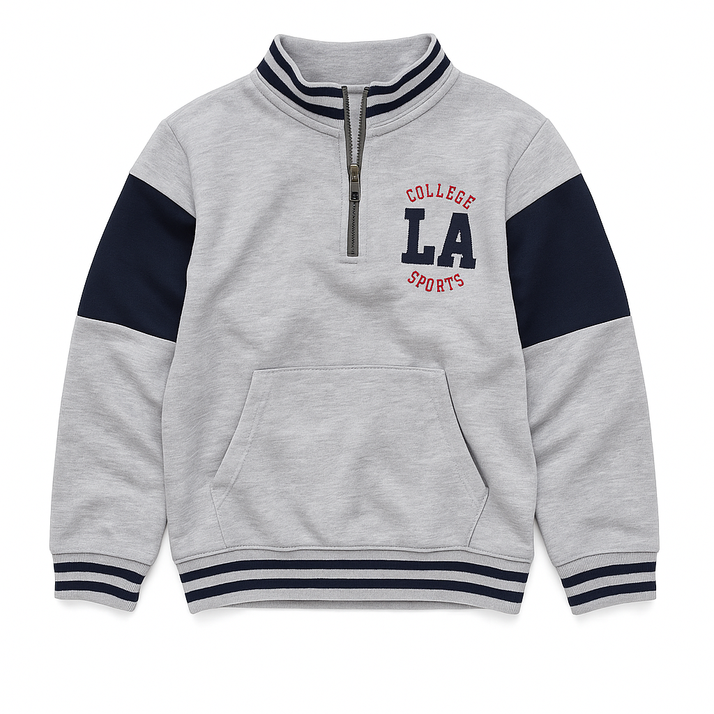 Boys LA Patch Zip-Neck Fleece Tracksuit - Light Grey