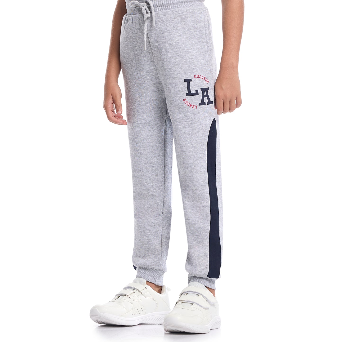 Boys LA Patch Zip-Neck Fleece Tracksuit - Light Grey