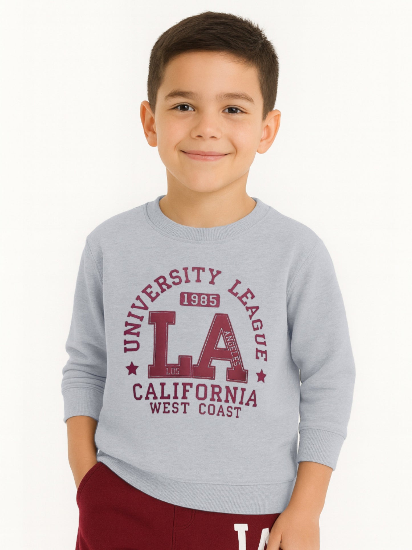 Boys TEXAS 98 Zip-Neck Fleece Tracksuit - Grey and Maroon