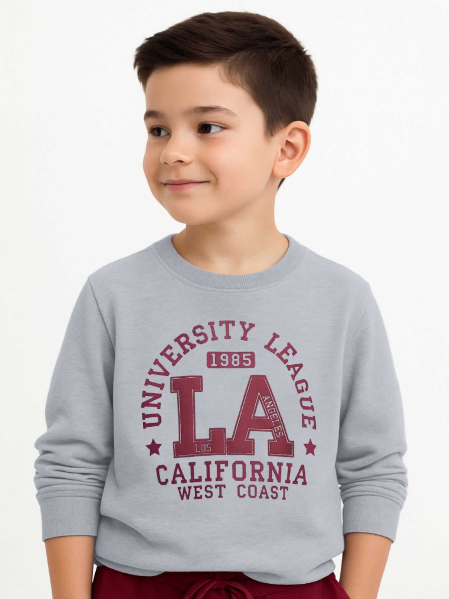 Boys TEXAS 98 Zip-Neck Fleece Tracksuit - Grey and Maroon