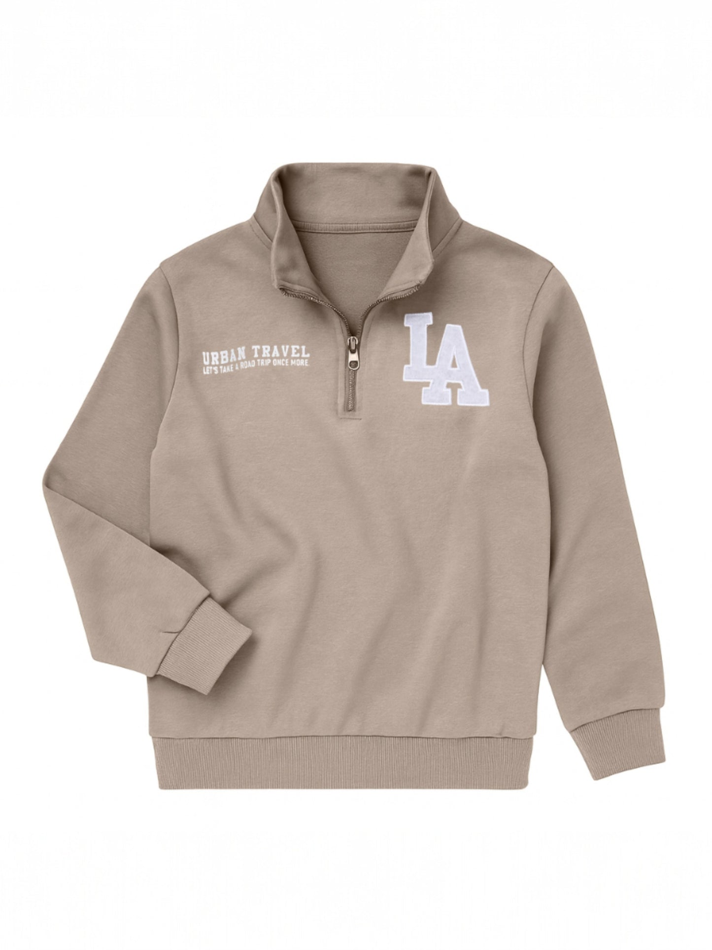 Boys LA Zip-Neck Fleece Tracksuit - Olive Green