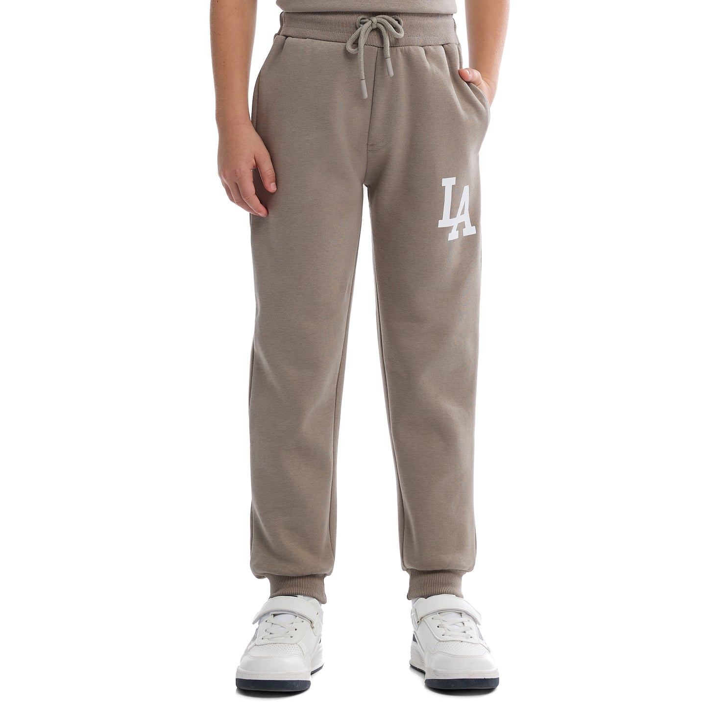 Boys LA Zip-Neck Fleece Tracksuit - Olive Green